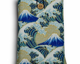 Proteção elegante para suas leituras favoritas – Capa para livros com estampa do Monte Fuji e ondas do oceano