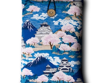Mount Fuji and Sakura Japanese Cotton Book Sleeve – Handmade Book Protector