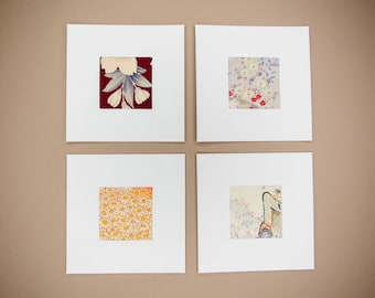 Carte de voeux en soie kimono japonais - intérieur vierge - carte d'anniversaire - carte de luxe