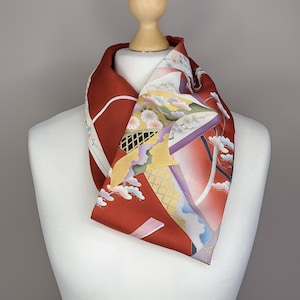 Upcycled Vintage Kimono Silk Infinity Scarf