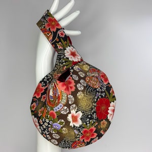Doublure en coton japonais rose fleur de sakura et motif phénix et satin duchesse image 2