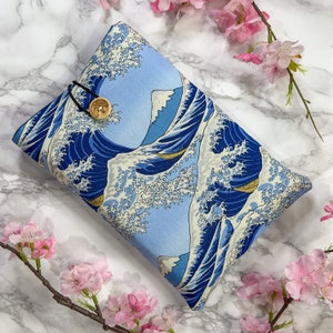 Japanese Cotton Book Sleeve Book Protector The Great Wave Pattern Mothers Day Gifts Readers Gifts Book Lovers Gift image 1
