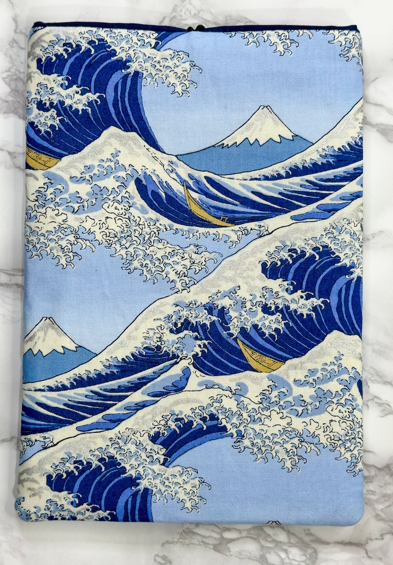 Japanese Cotton Book Sleeve Book Protector The Great Wave Pattern Mothers Day Gifts Readers Gifts Book Lovers Gift image 5