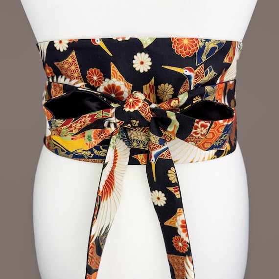 Elegant Floral Kimono Obi Belt in Gold and Orange s-l400.jpg main image 2