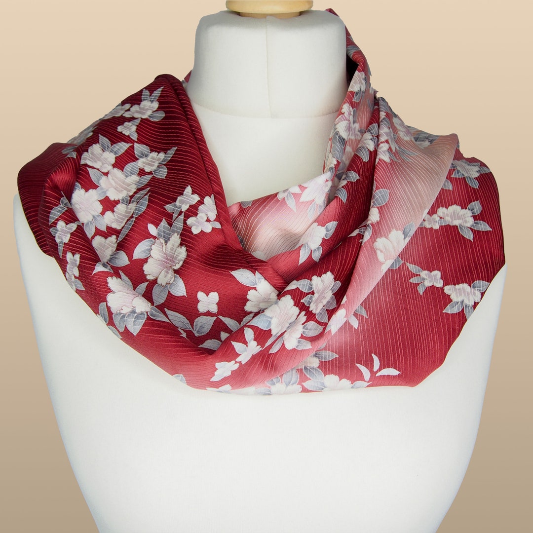 Silk Scarf Made From Upcycled Vintage Kimono Silk Gifts for Her Unique Gifts Luxury Gifts
