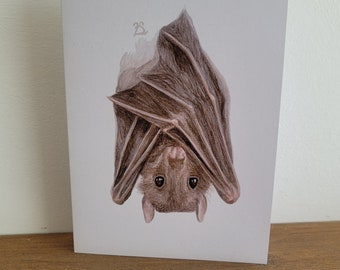 Bat card, Bat Birthday card, Halloween card, Spooky card, Card for bat lovers, Bat greeting card, cute animal card