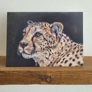 Carte de voeux guépard, vierge à l'intérieur, carte d'animal, carte de guépard mignon, carte pour les fans de grands félins, carte d'oeuvre d'art animal