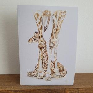 Carte de voeux bébé girafe, carte girafe, carte de voeux vierge, carte pour les fans de girafes, carte animal, intérieur vierge, jolie carte girafe