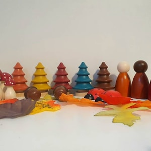 Autumn Playset,wooden toy, peg dolls