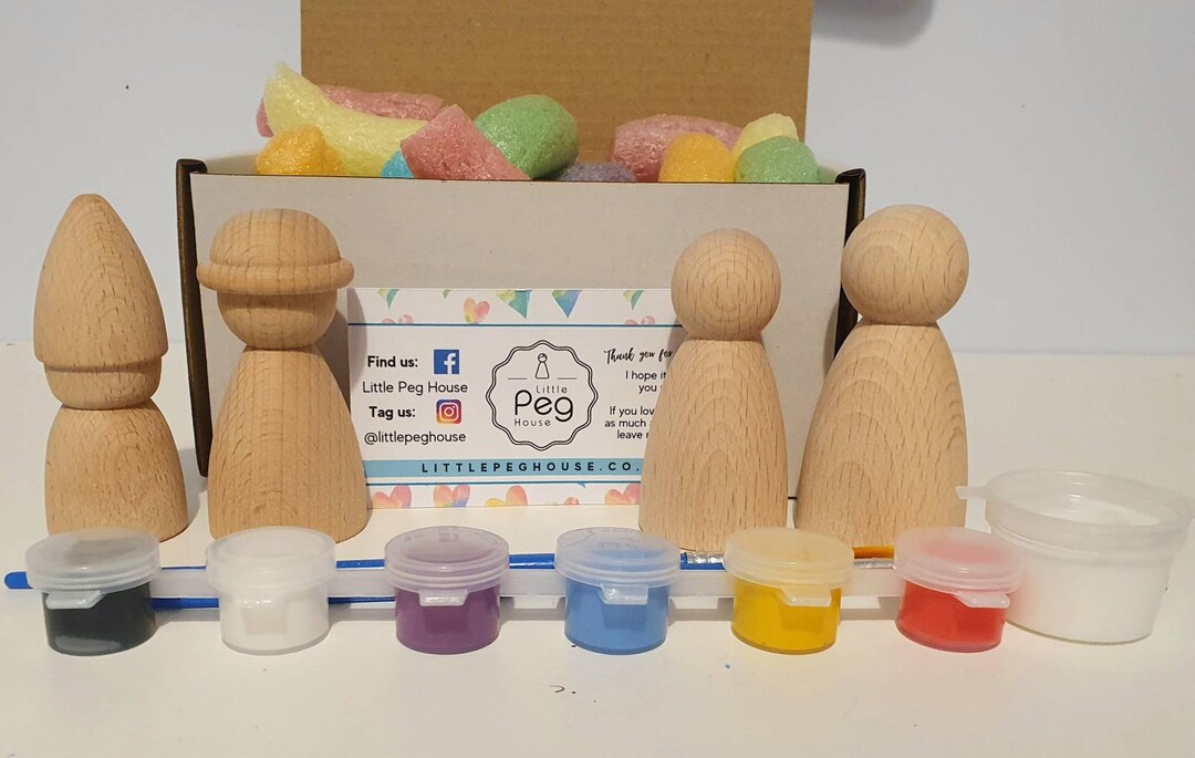 Paint Your Own Peg Doll Set, Pic and Mix Options, Kids Craft - Etsy UK