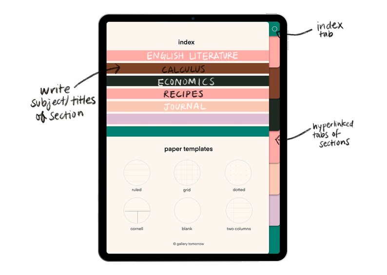 Digital Notebook / Goodnotes / Ipad / Ipad Pro / 7 Sections / Etsy