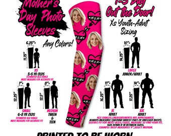 Custom Photo Arm Sleeve, Mother's Day, Picture, Love My Mom, Heart Tattoo, Baseball, Softball, Fastpitch, Soccer, Lacrosse, Face, Tournament