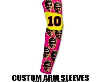 Custom Dad Photo Arm Sleeves #1 Dad Father's Day Baseball Softball Picture Face Love My Dad I Heart Dad Best Dad Ever Team Order