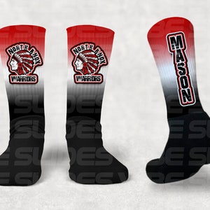 Warriors Custom Athletic Crew Socks • Personalized  • Sports Team Baseball Volleyball Softball Basketball Cheer Lacrosse Football