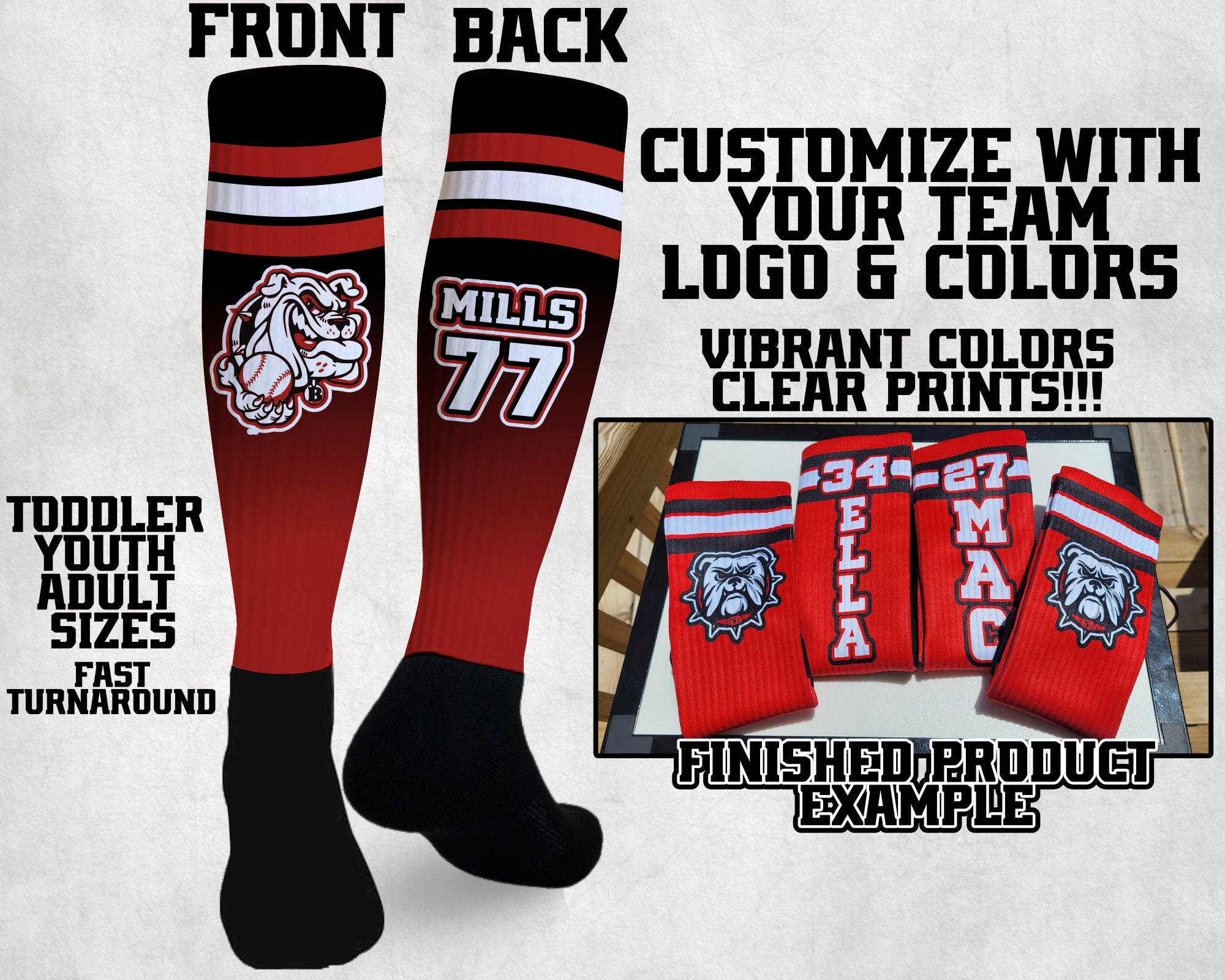Custom Athletic Knee High Socks Soccer Lacrosse Fastpitch Sports Team Baseball Volleyball Softball Basketball Derby Cheer Football