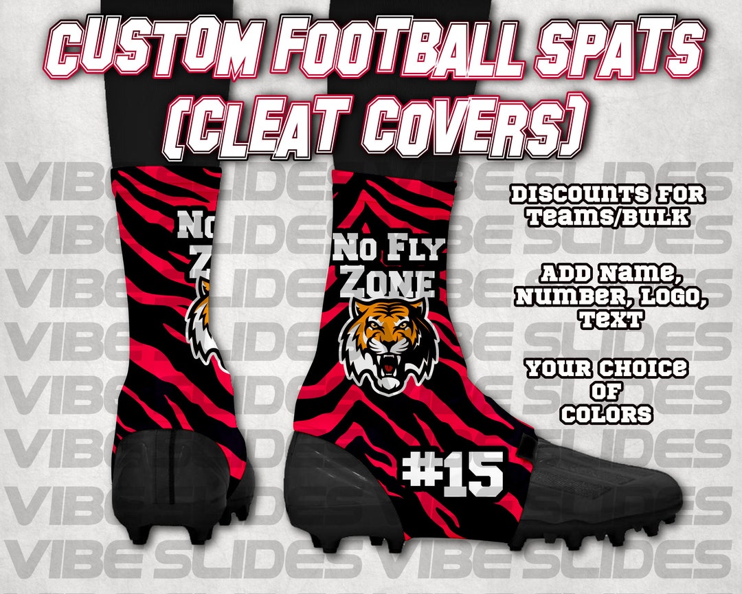 Custom Football Spats Cleat Covers Tiger Stripes Background Etsy