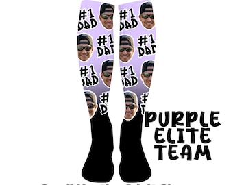 Purple Elite I Heart Dad Photo Socks Knee High/OTC