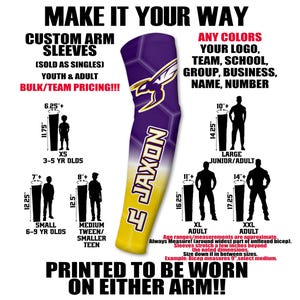 Custom Hex Sports Compression Arm Sleeve Gridiron Baseball Football Softball Soccer Track Volleyball Basketball Cheer Team UV Sun Protection