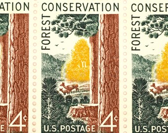 Vintage Mint Set of 4 Stamps 63 Years Old! Wildlife Conservation:King Salmon