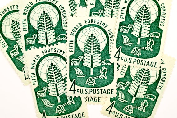 World Forestry Congress Postage Stamps | 10 Unused Vintage Postage Stamps |  4 Cents | 1960