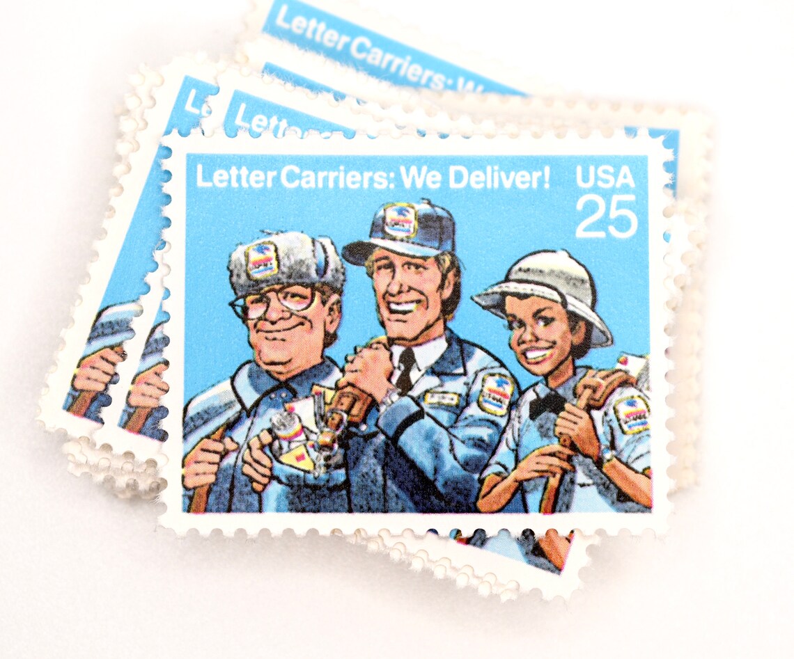 Vintage Letter Carriers Stamps we Deliver Etsy