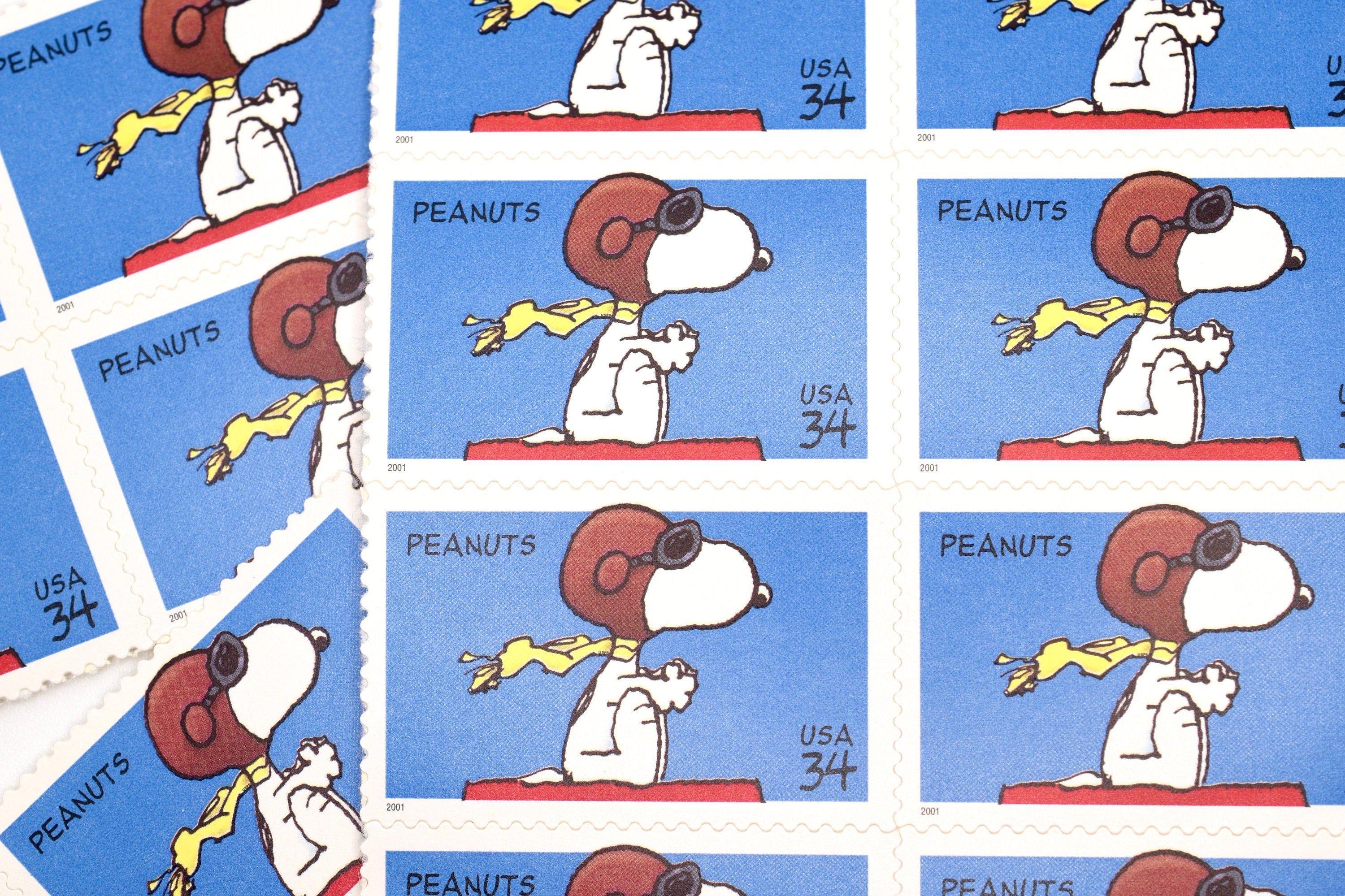 8 Snoopy Flying Stamps Unused U.S. Postage Peanuts by Etsy