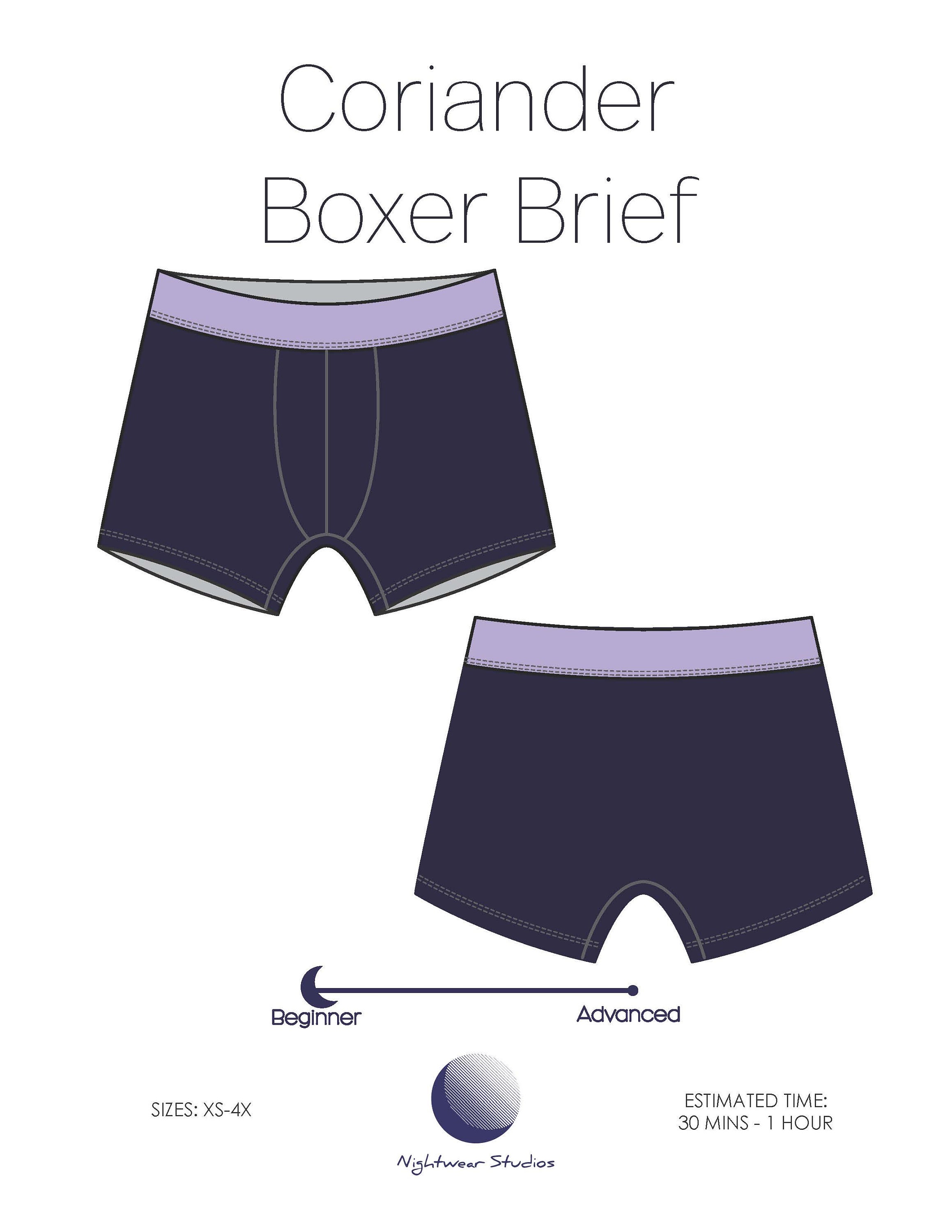 Sewing Pattern for Women's Boxer Briefs Sizes XS to 4XL Sewing