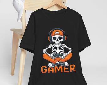 Lustiges Halloween Skeleton Gamer Video Gaming Skeleton Gaming T-Shirt für Männer Frauen