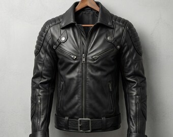 Mens Classic Aviation Genuine Leather Jacket with Military Lapel Vintage Pilot Leather Jackets