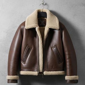 Lammfell Braun Lederjacke Echtes Luxuriöses Schaffell Fell Leder B3 Bomber Leder Fliegerjacken für Herren