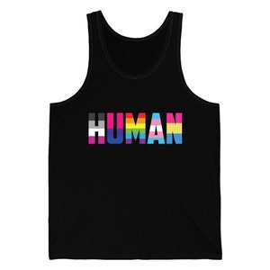 Funny Human LGBT Gay Pride Rainbow Flag ChristianBlack ManTank Top For Men Women