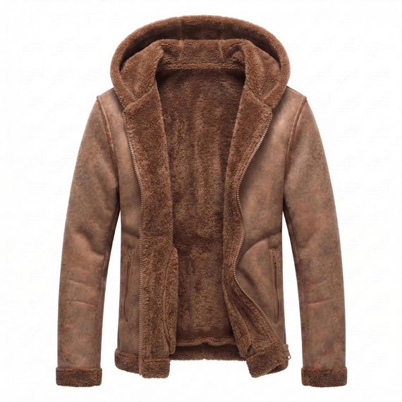 Mens Lamb Fleece Coat Fur One Men's and Fleece Fur Winter Coat