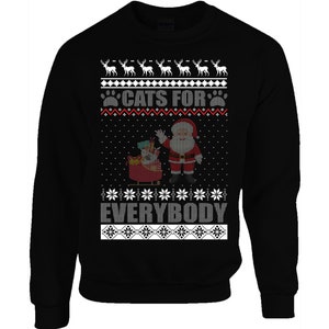Funny Cats For Everybody Christmas Cute Cat Lover Ugly Xmas Sweater Sweatshirt Jumper