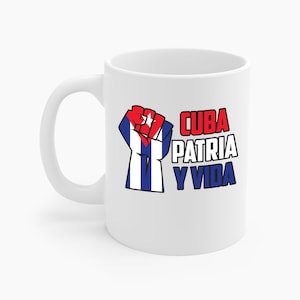 Cuba Patria Y Vida Flag Cuban Fist Free Cuba Ceramic Coffee Mug For Men Women Travelers