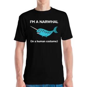 Grappig ik ben een narwal in een menselijk kostuum vis zee oceaan T-shirt mannen vrouwen