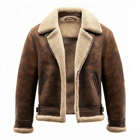 Shearling Brown Leather Jacket Genuine Classic Sheepskin Fur