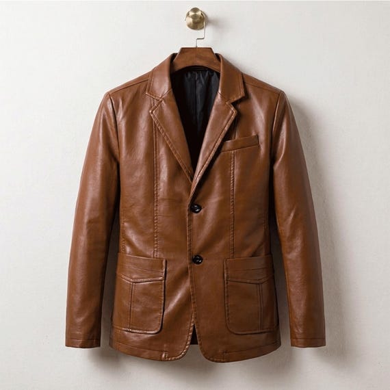 Men's Leather Jacket Dress Suit Coat Men Business Casual Blazers Leather Blazer Man Genuine Leather Jackets