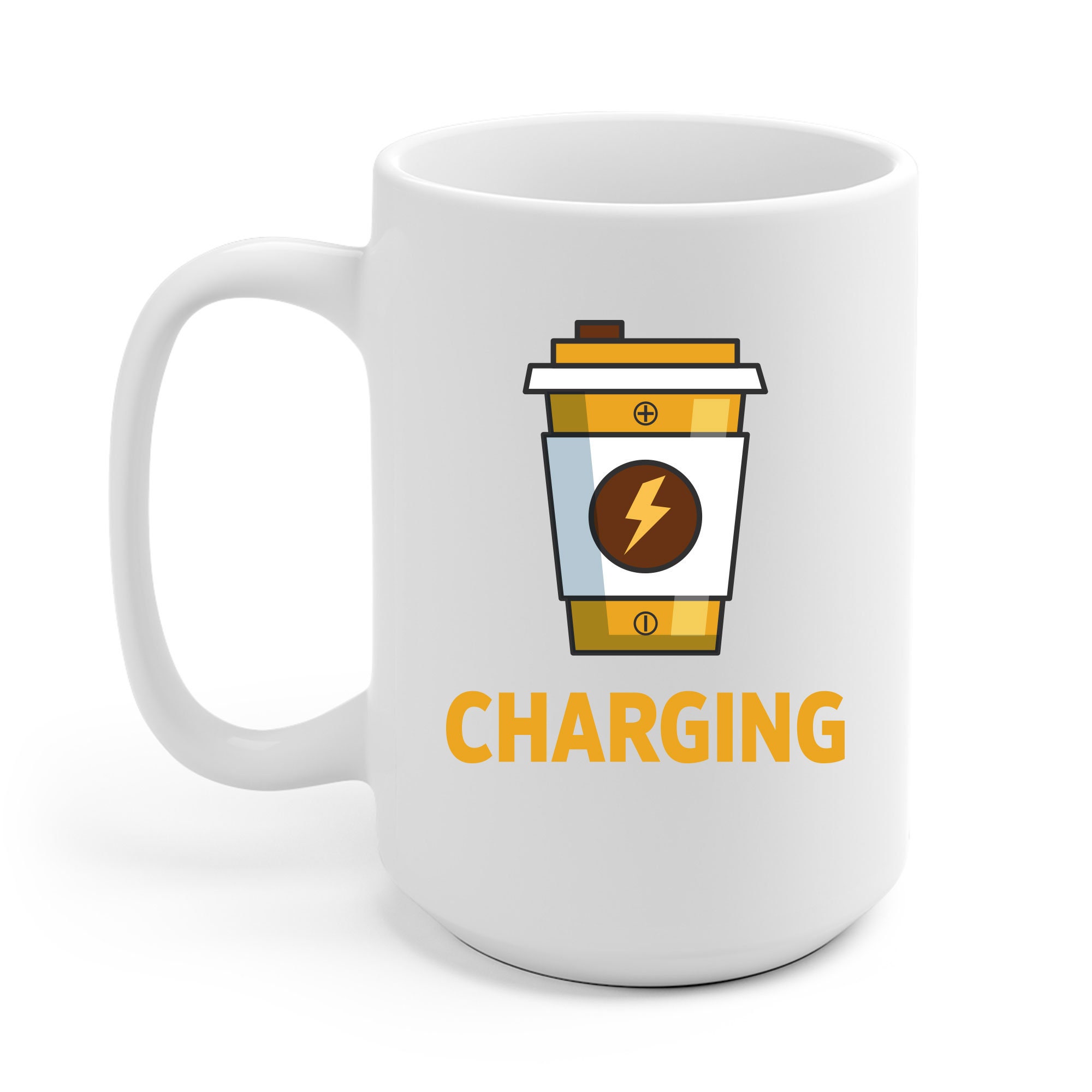 Funny Battery Charging With Coffee Charger Caffeine Coffee Mug Etsy
