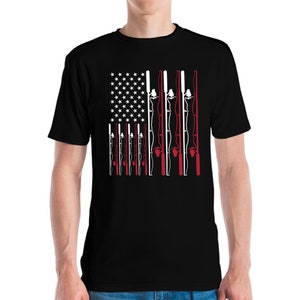 Fishing Rod US Flag Fisherman Fathers Day Tshirt Men Women