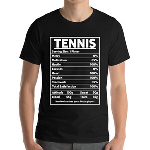 Grappige Tennis Voeding Feiten Sportman Fitness Workout T-Shirt
