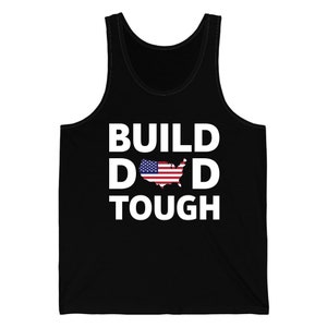 Mens 4th of July Build Dad Tough American Flag Patriotic Fathers Tank Top