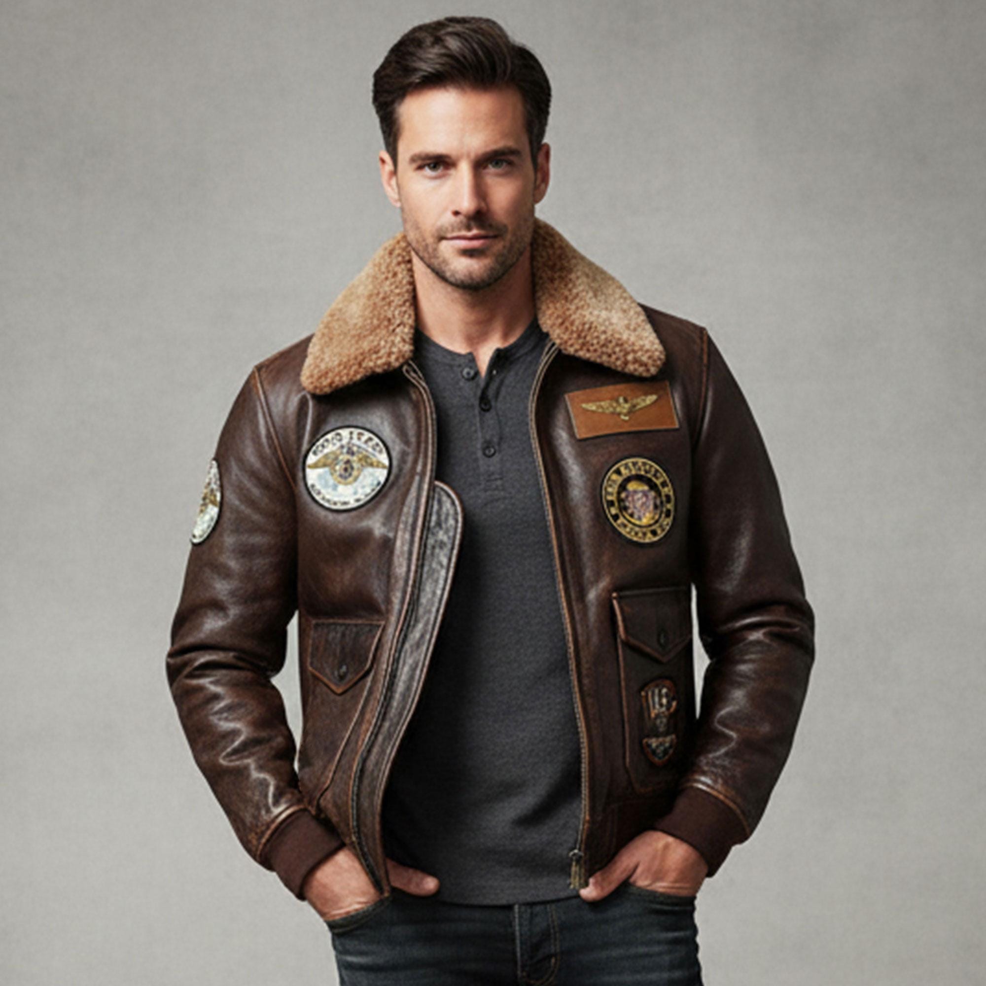 【Jeep】Cow leather vintage jacket Eddie Bauer Cow Leather Bomber Jacket Lamb Shearling Gently Used