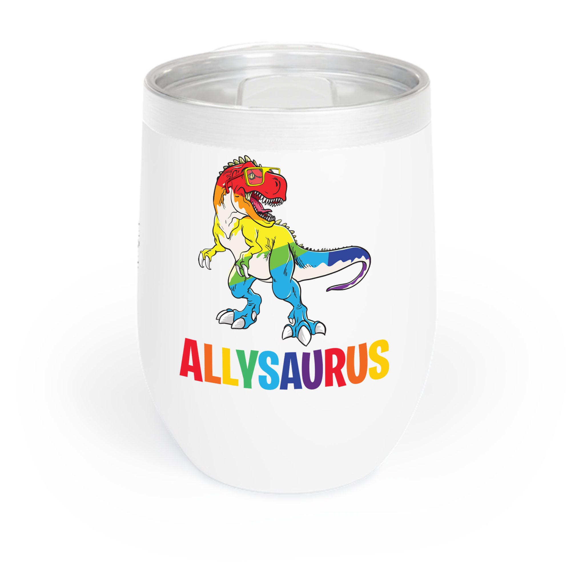 Discover Allysaurus Dinosaur In Rainbow Flag For Ally LGBT Ringneck Tumbler