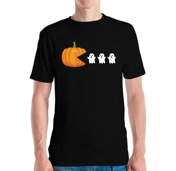 Funny Halloween Pumpkin Eating Ghost, Gamer Men Women Kids T-Shirt