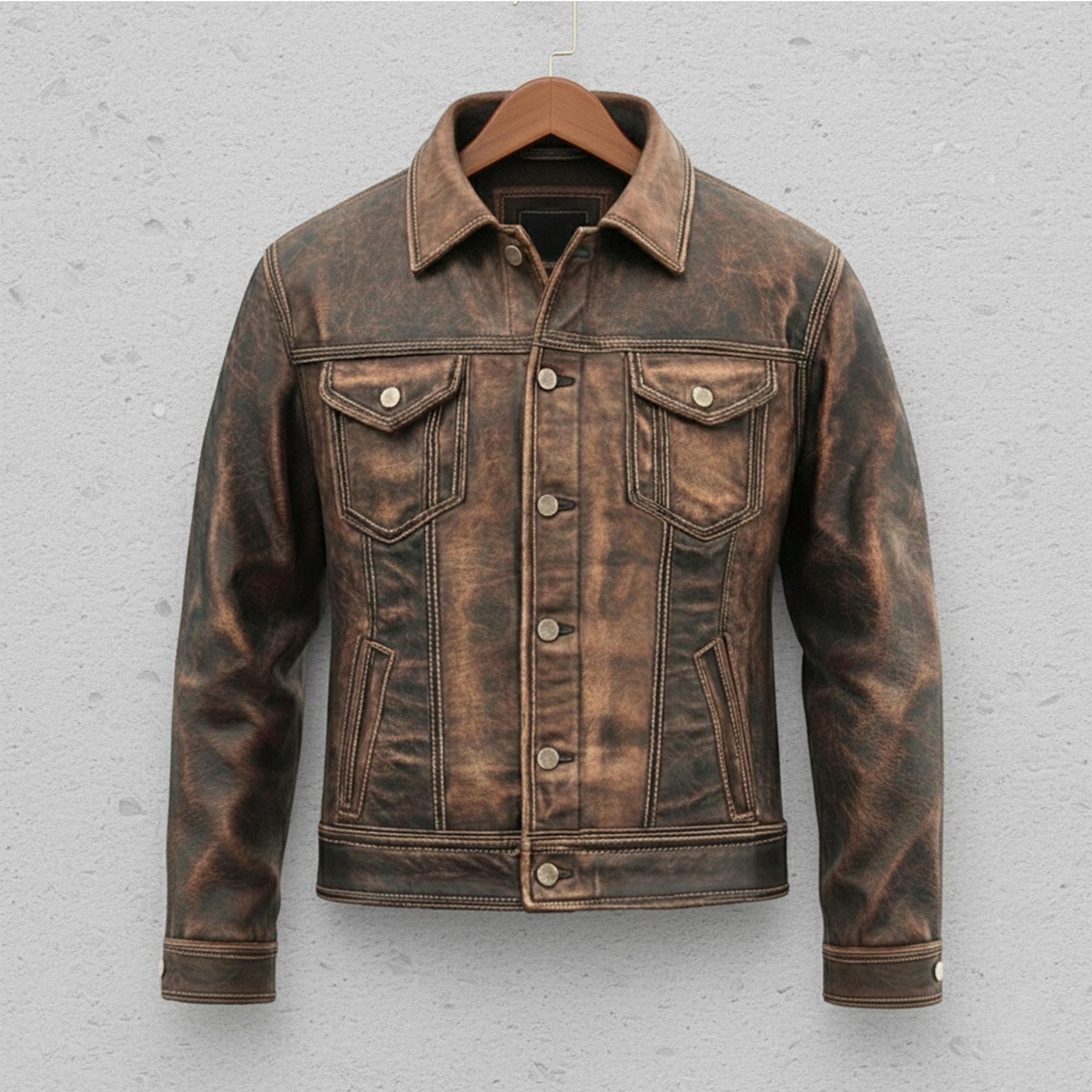 Leather Trucker Jacket Levis - Etsy