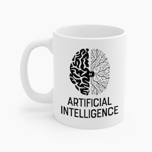 Caneca de café com inteligência artificial e robô AI para homens e mulheres
