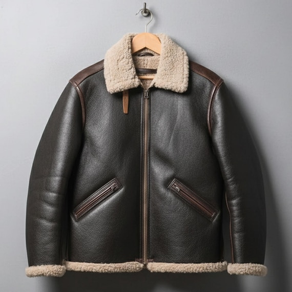 Men B6 Bomber Jacket Aviator Shearling B6 Pilot Bomber Leather