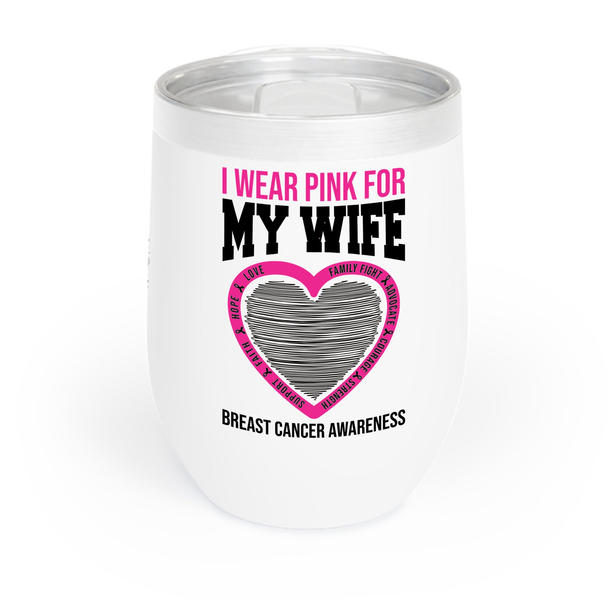 Husband Men I Wear Pink For My Wife Breast Cancer Awareness Ringneck Tumbler
