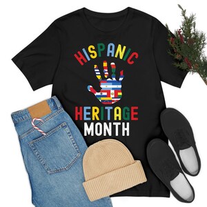Hispanic Heritage Month Hand Flags Countries T-Shirt Men Women Kids