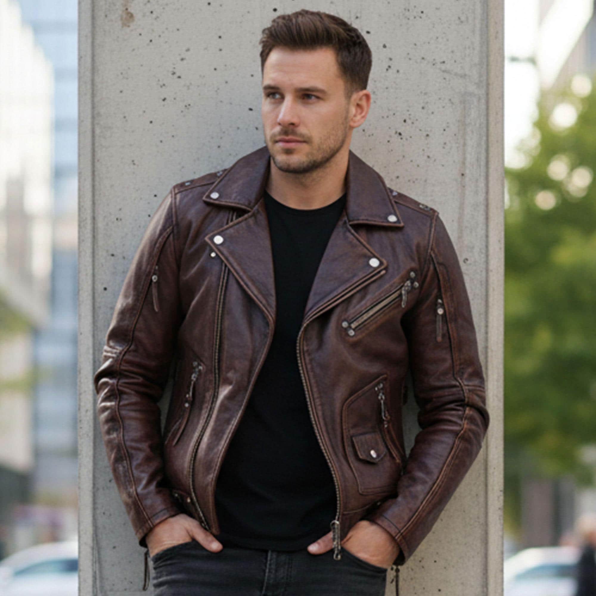 CIDU LEATHERS 3XL 牛革ダブルライダース ダークブラウン CIDU LEATHERS シヅレザー ダブルライダースジャケット ブラック